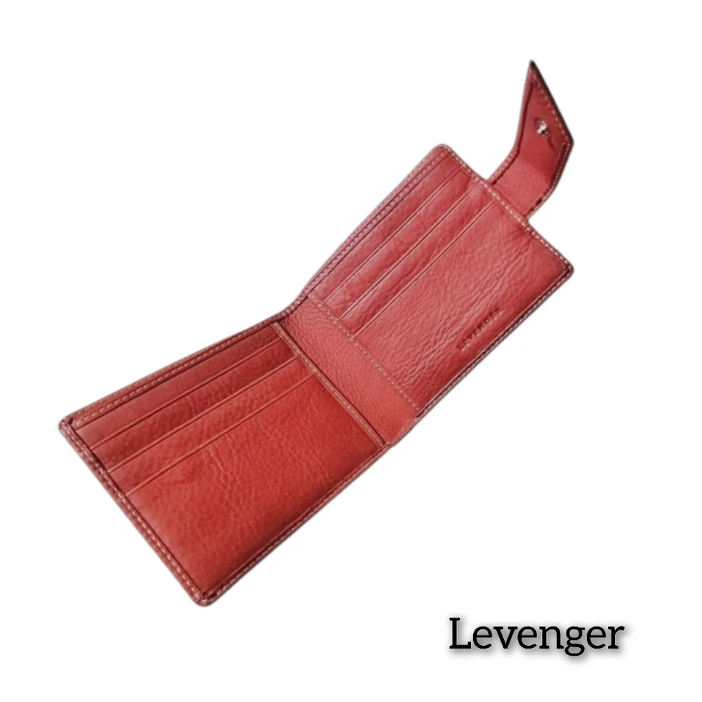 Levenger - Genuine Leather Bifold Wallet with Zippered Pocket for Change